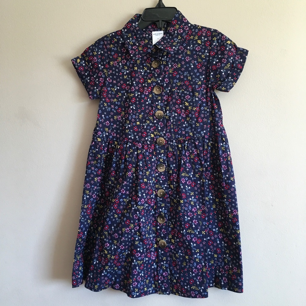 Arizona Jean Co  Little Girl Button Down Front Floral Dress size 4.
